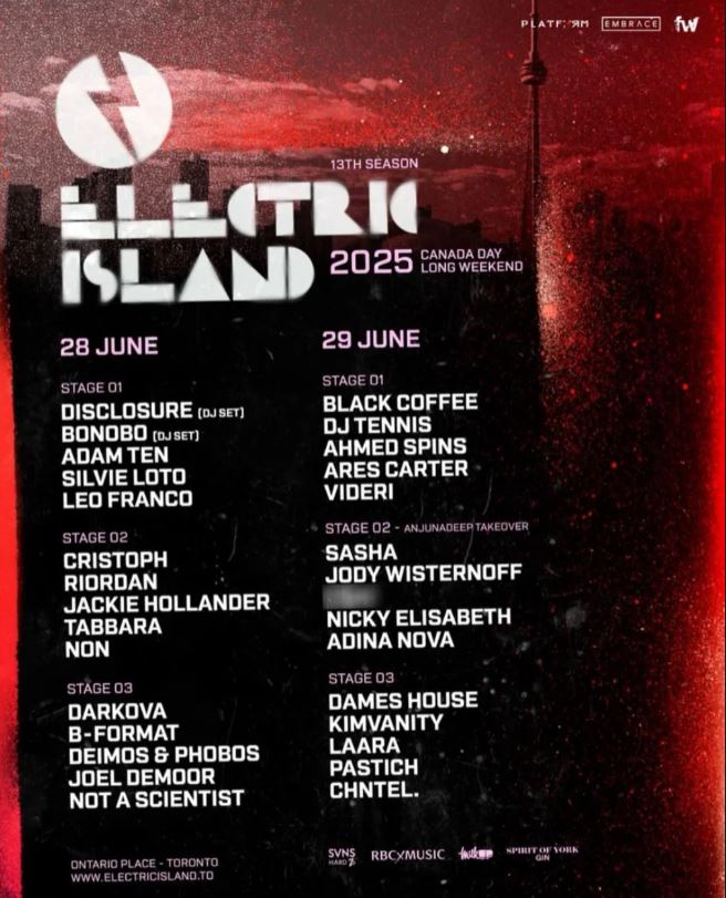ELECTRIC ISLAND: 2025 CANADA DAY - SUNDAY